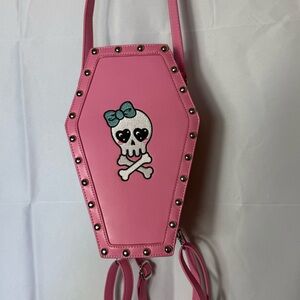 Sugar thrillz Coffin Shaped Crossbody Bag with Skull Design